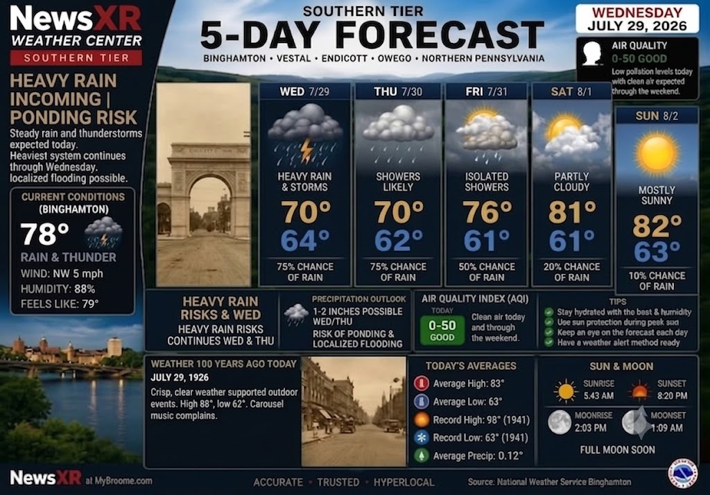WEATHER CENTER REPORT: WEDNESDAY, JULY 29, 2026